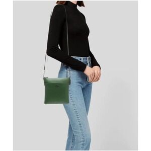 Coach Crossbody Bag Green Pebble Leather Front Pocket Adjustable Strap